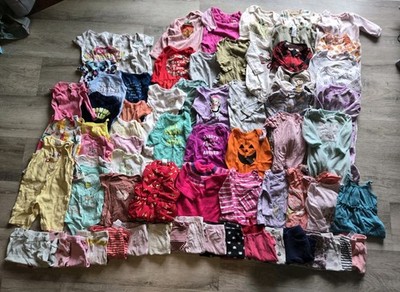 Huge Girls 3M-6M Disney Carter Child of Mine Clothing Lot Assorted 70 Pieces