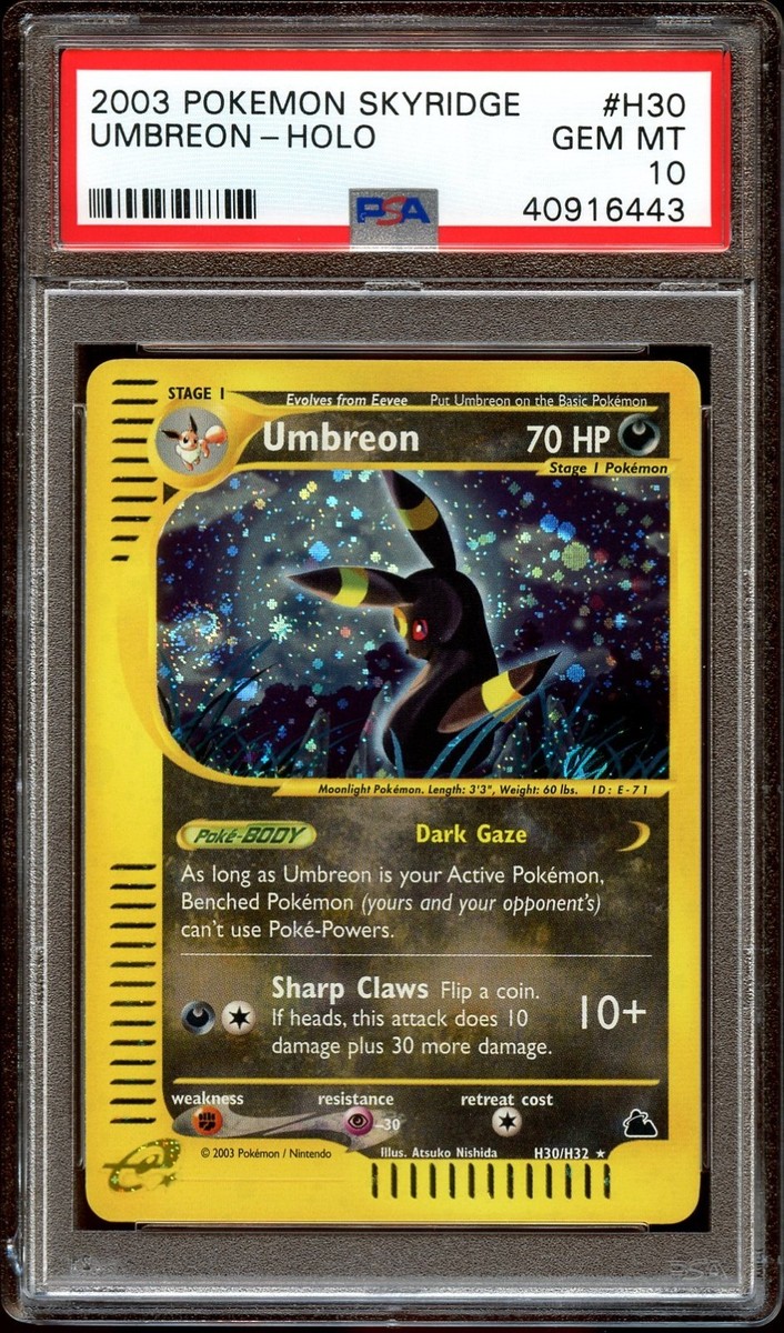 PSA 10 GEM MINT Umbreon H30/H32 SWIRL HOLO RARE Skyridge Pokemon