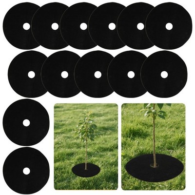 MAQIHAN 13 PCS Tree Ring Mulch Mat - Root Barrier Protectors Weed Black 