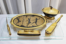 Vintage 5 Piece Art Deco Nymphs Vanity Set 1920's to 1930's Era Pyralin Sheraton