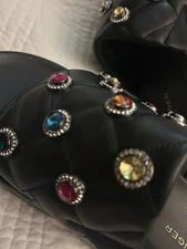 KURT GEIGER LONDON ORSON CRYSTAL PLATFORM SANDAL IN BLACK SIZE 9 US