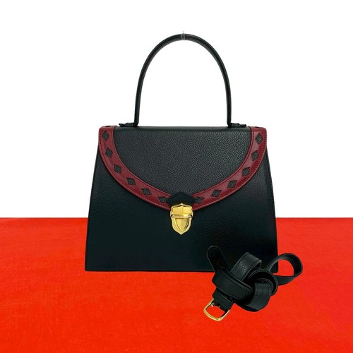 YVES SAINT LAURENT Cut-out Leather YSL Logo Metal Shoulder Bag leather black...