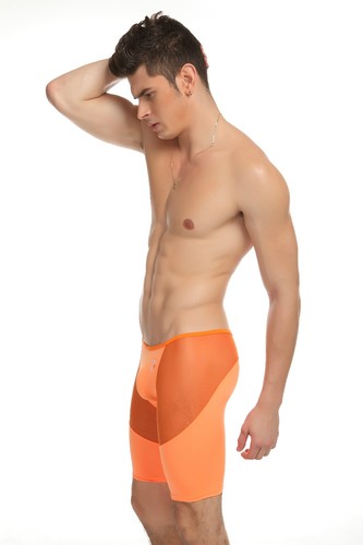 Boxershorts lang orange Größe L transparent sheer sexy Ref 319 - Bild 6 von 7