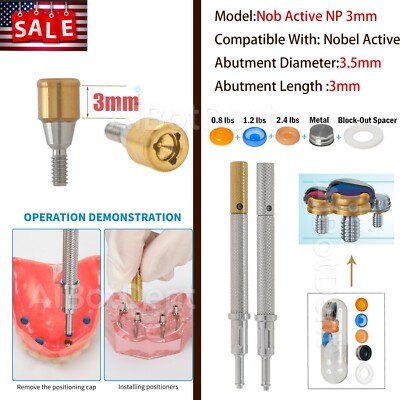 US Dental Nobel NP-NA353 Implant Attachment Abutment Male Caps Kit 3.0mm PEEK