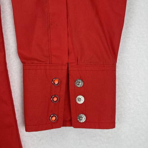 Wrangler Shirt Men 17x34 Red Cowboy Cut X Long Tail Pearl Snap Brushpopper VTG - Picture 5 of 17