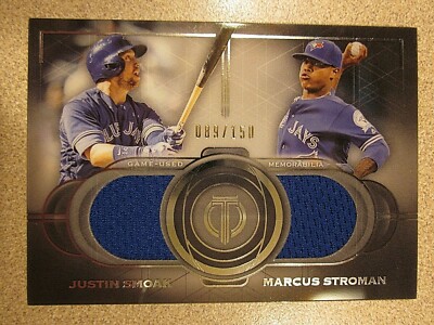 2019 TOPPS TRIBUTE DUAL RELIC DR-SS JUSTIN SMOAK & MARCUS STROMAN BLUE JAYS /150