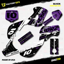 White & Purple Slick Racing Graphics Kit fits Suzuki DRZ110 All years Decals 03+