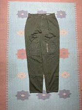 Vtg y2k cargo pants baggy tapered rave utility pockets military army green 30x33