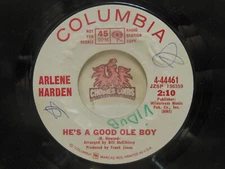 Promo! Arlene Harden – He's A Good Ole Boy / When, 45 RPM VG (1M)