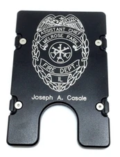 BilletVault Wallet, Aluminum RFID protection Fireman Badge, Personalized
