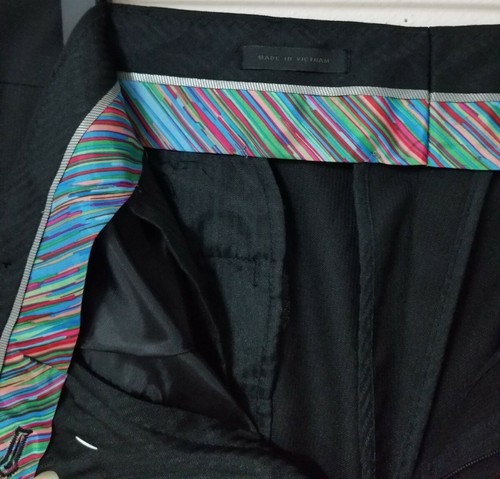 Andrew Fezza FEZ Flat Front Dress Pants Slacks - Black - 38" x 32" - Picture 8 of 10