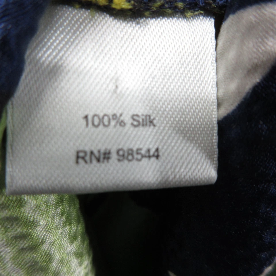 Vestido de seda floral Beth Bowley para mujer 8 verde amarillo mangas 3/4 Foto 3 de 4