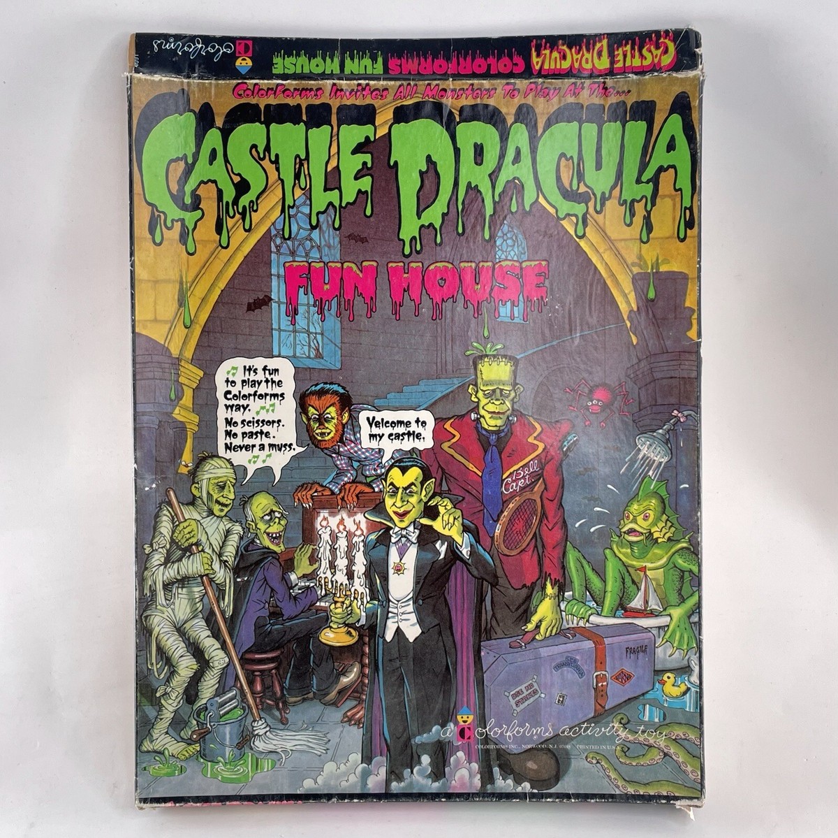 Vintage 1976 Castle Dracula Fun House Colorforms Game