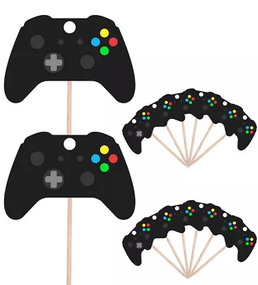 AK GIFTSHOP Xbox Controller Themed Food & Cupcake Picks Toppers Decorations Party Boys Girls