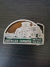 American Farmers Men We Feed The World Tractor Belt Buckle 1.5" x 2.5" Preown