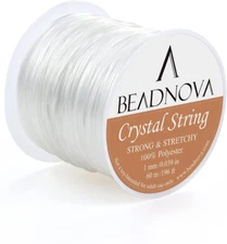 BEADNOVA 1mm Elastic Stretch Crystal String Cord for Jewelry Making Bracelet ...