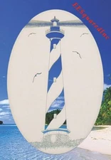 Hatteras Lighthouse Static Cling Window Decal OVAL 15x23 Tropical Decor NEW