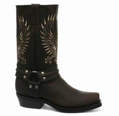 Herren Grinders Weißkopfseeadler Slip Auf Quadratischer Zeh Leder Cowboy Stiefel