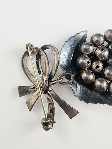 Vintage Sterling Silver Grape Cluster Dangle Brooch SCF S Christian Fogh DENMARK - Picture 4 of 7