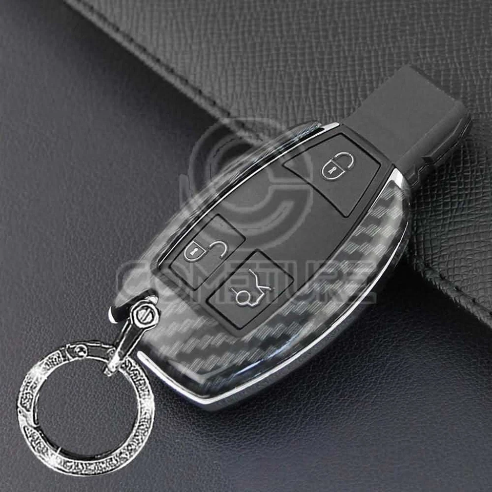 Carbon Fiber Car Key Fob Chain Cover For Mercedes Benz A/B/C/E/S/G/M/V/CLA/CLS - image 2 of 4