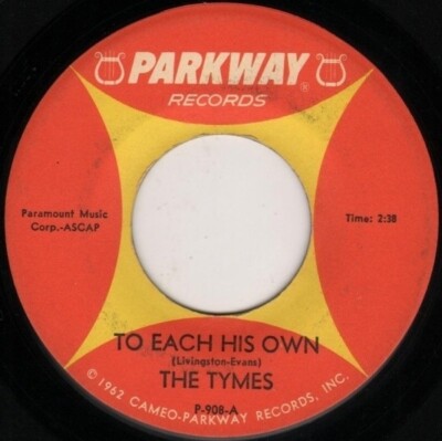 The Tymes To Each His Own / Wonderland Of Love Vinyl Single 7inch Parkway