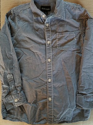 Did Too! Boys Blue & White Check Button-Down Long Sleeved Cotton Shirt Sz 7x EUC