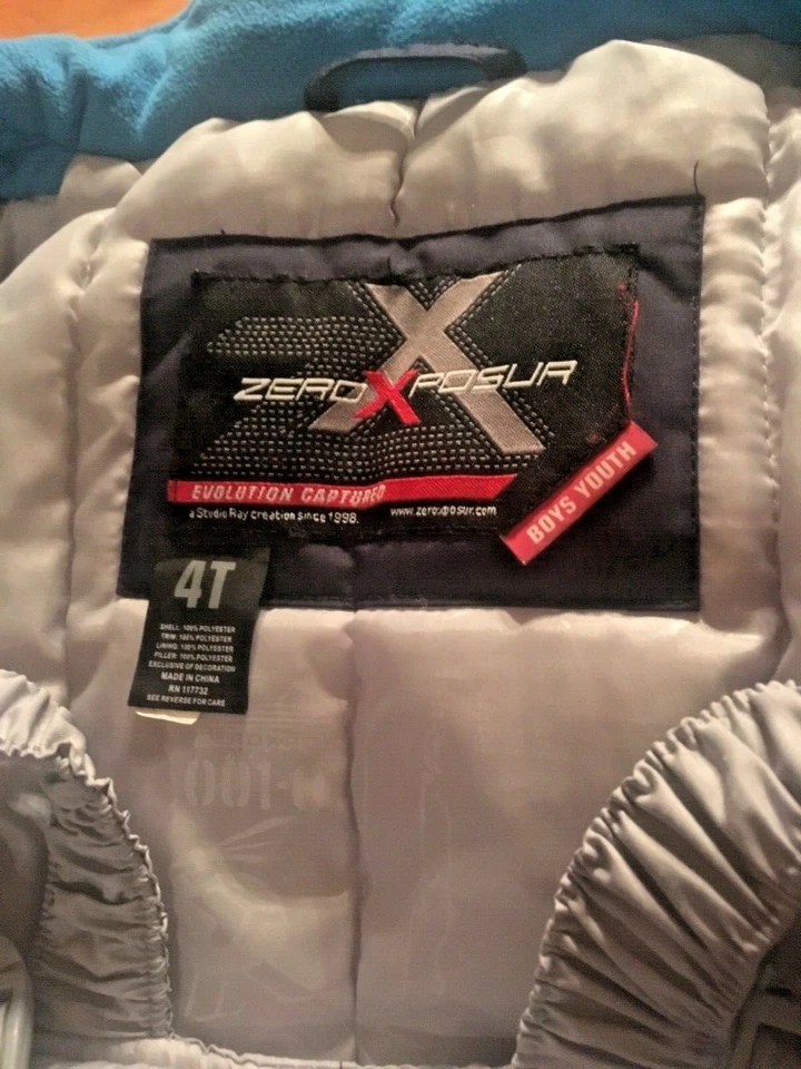 ZEROXPOSURE WINTER JACKET COAT SNOW BIB SNOWSUITE BOYS 4T NAVY BLUE/WHITE/GRAY/T - Image 2 of 4