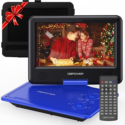 DBPOWER 11.5'' Portable DVD Player 9'' Swivel Screen CD/DVD/SD Card/USB Blue