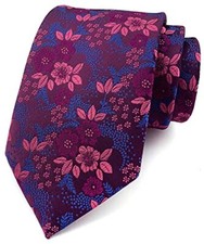 Men's Plaid Check Stripe Ties Pattern Business Formal One Size Magenta Purple
