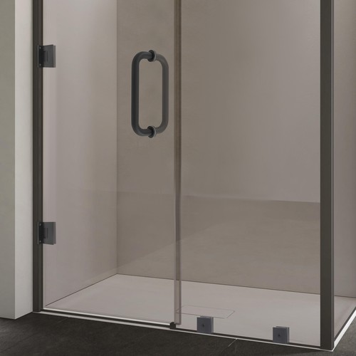 Bathroom Glass Door Accessories W/ Hinges Handles Glass Clamps L-shaped Corner - Picture 2 of 17