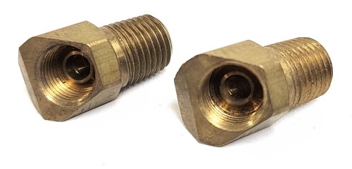 BRASS 45° ELBOWS (LOT OF 2) 1/4" MALE NPT TO SAE INVERTED FLARE FOR 5/16" TUBE