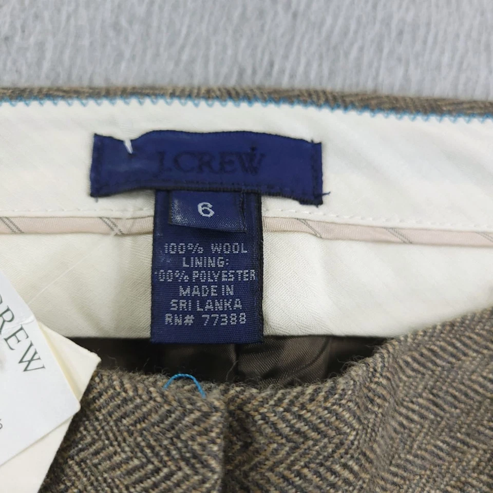 J Crew Shorts Womens 6 Brown Herringbone Wool City Fit Lined Dress Bermuda HOLE - Image 2 of 4