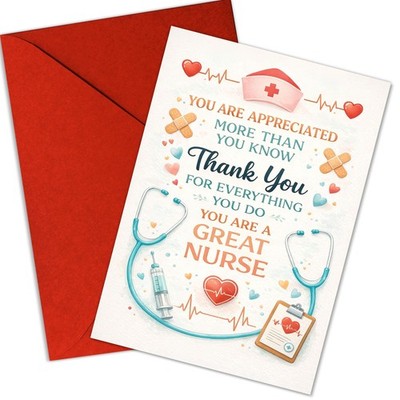 Thank You for Your Support, Nurse Appreciation Card   Cute Medical Illustrati...