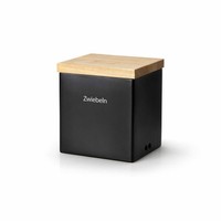 Continenta Vorratsdose Mit Holzdeckel, Vorratsbox Keramik Schwarz 18X15.5X20.5Cm