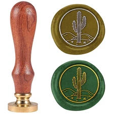 Cactus 1" Wax Seal Stamp Retro Sealing Stamps Removable Brass Head Seal Stamp wi