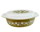 VINTAGE PYREX 045 CASSEROLE DISH WITH LID SPRING BLOSSOM CRAZY DAISY 2.5 QT