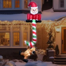 8FT Tall Hanging Santa with Reindeer Christmas Inflatable  LED Light  NEW IN BOX