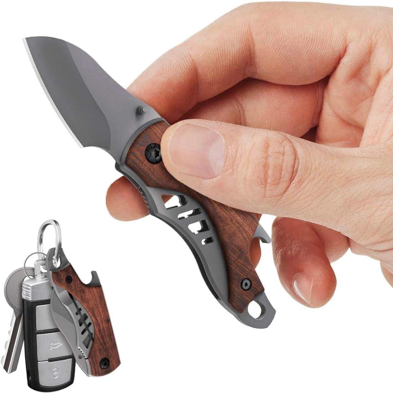 Small Pocket Knife for Men - 5.7&rsquo;&rsquo; Keychain Knife with B