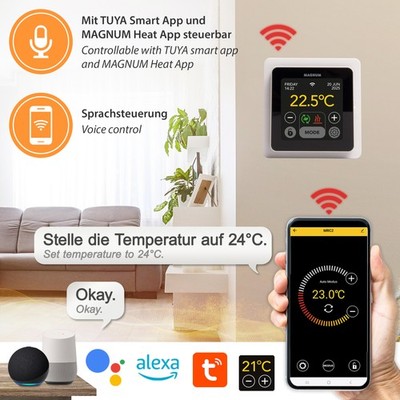 MRC WiFi Smart Thermostat, Raumregler mit Tuya App, kompatibel zu Alexa, Google