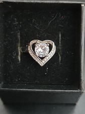 S925 Silver plate CZ "Heart" Shaped Raised Setting Ring Adjustable Valentine's