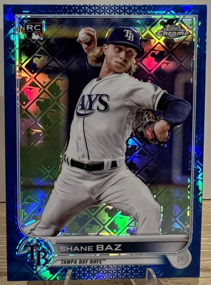2022 Topps Chrome Logofractor - Shane Baz #8 Blue Refractor /150 (RC)
