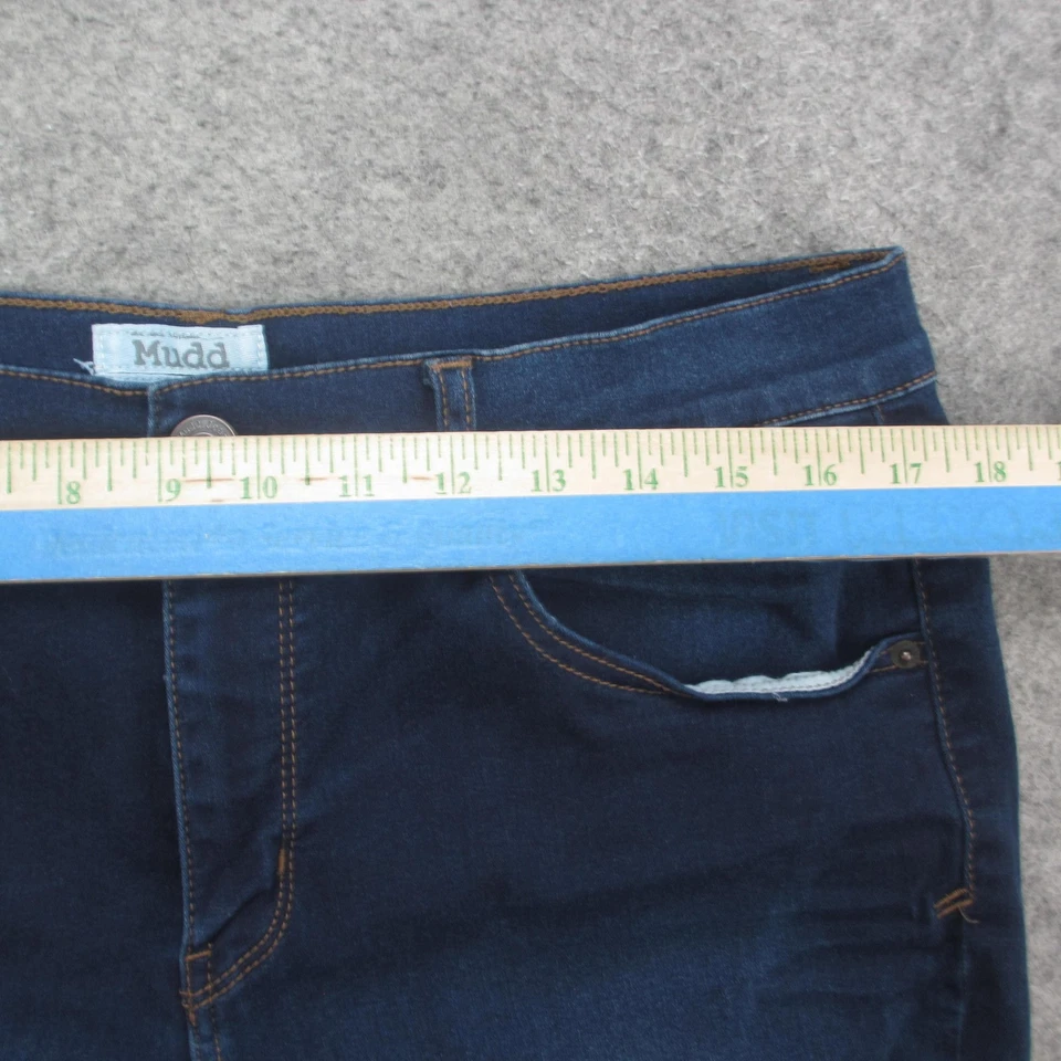 Pantalones de mezclilla Mudd para mujer 14/17 azul calce ajustados elásticos lavado oscuro cinco bolsillos Foto 3 de 4