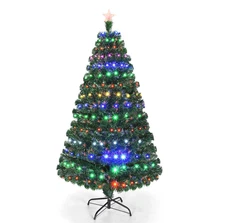 Goplus 6ft Fiber Optic Christmas Tree Prelit LED 8 Modes Holiday Season