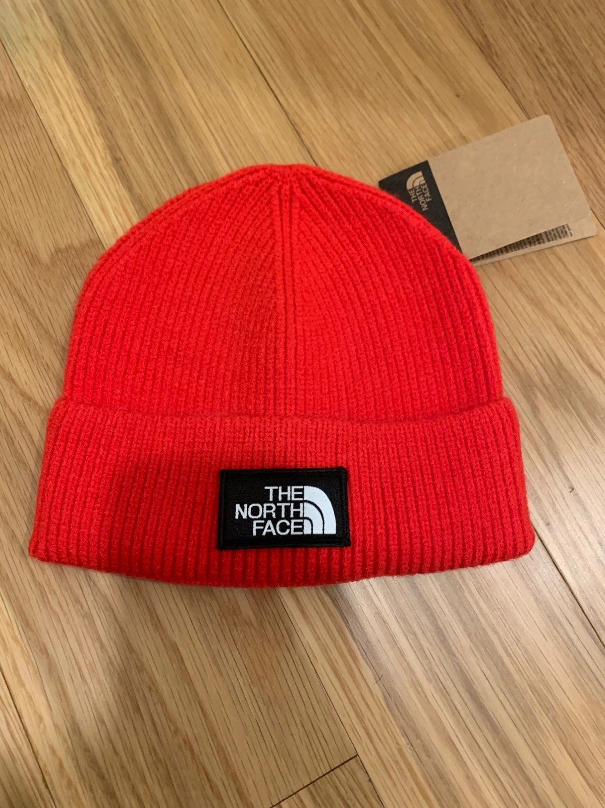 The North Face Cuff Beanie Hat bright red NEW w/Tags