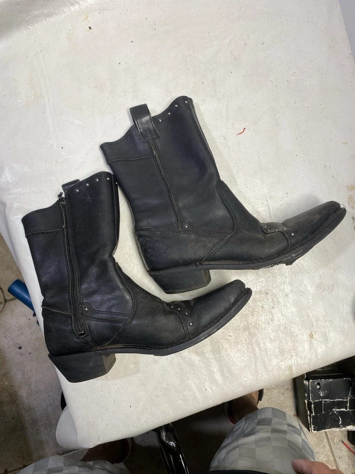Harley Davidson Western Boot Jessie Black Leather Women's Size 9 Pointy Toe Used - Image 3 of 4