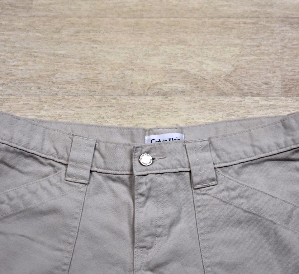 Pantalones Cortos de Denim Años 90 Y2K Calvin Klein Tostado Tiro Bajo Para Mujer Talla 2 De Colección Años 2000 Foto 2 de 4