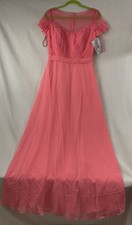 NWT MoriLee by Madeline Gardner Coral Lace Bridesmaid Dress Sheer Neckline Sz 12