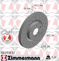 2X Bremsscheibe Zimmermann 150.2930.52 2 Bremsscheiben Vorderachse Vorne