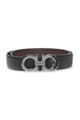FERRAGAMO Black Double Adjustable Monogram Buckled Belt New & Authentic