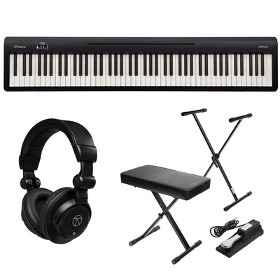 Roland FP-10 88-Key Digital Piano, Bundle with Keyboard Stand, Keyboard & Piano